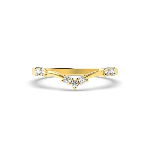 4 Prong Round Yellow Gold Crest Wishbone Diamond Rings