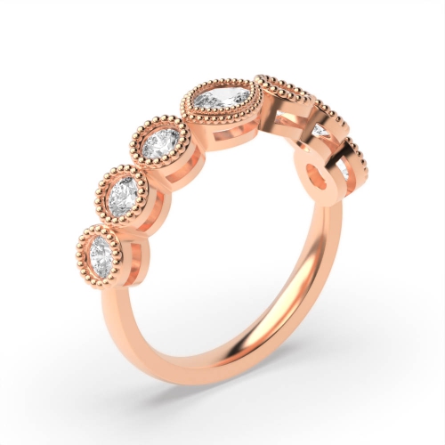 Bezel Setting Marquise/Round Rose Gold Serenity stones Unusual Eternity Diamond Rings