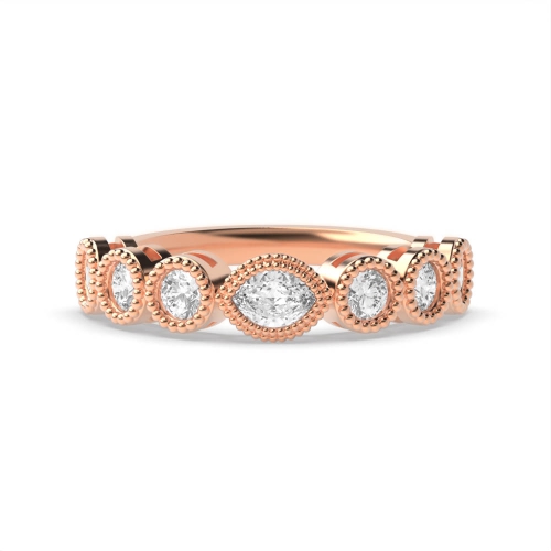 Bezel Setting Marquise/Round Rose Gold Serenity stones Unusual Eternity Diamond Rings