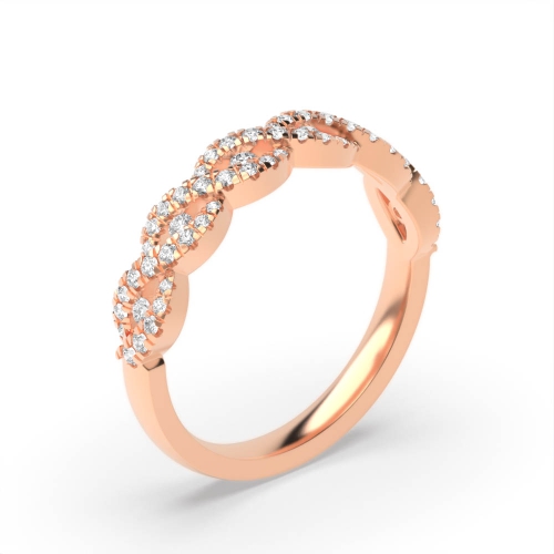 4 Prong Round Rose Gold Crossover designer Diamond Rings