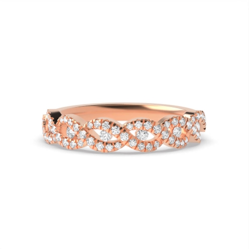 4 Prong Round Rose Gold Crossover designer Diamond Rings