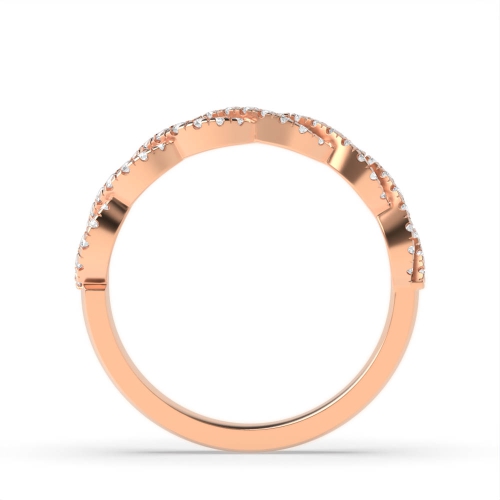 4 Prong Round Rose Gold Crossover designer Diamond Rings