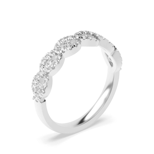 4 Prong Round Crossover designer Half Eternity Diamond Rings