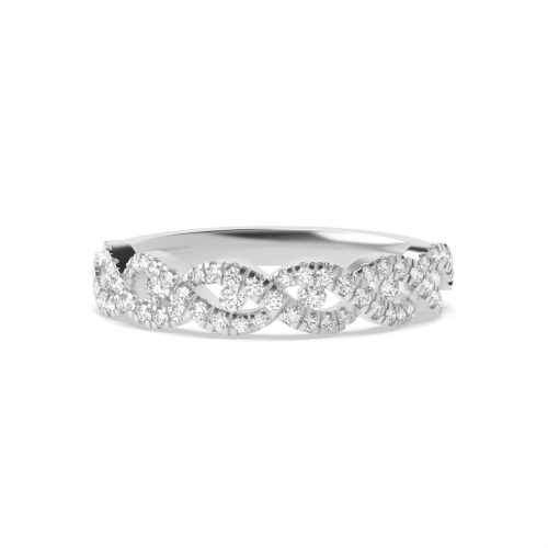 4 Prong Round Crossover designer Half Eternity Diamond Rings