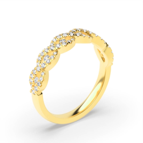 4 Prong Round Yellow Gold Crossover designer Diamond Rings