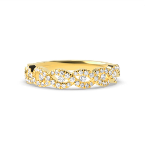 4 Prong Round Yellow Gold Crossover designer Diamond Rings