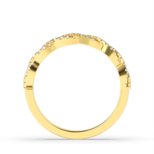 4 Prong Round Yellow Gold Crossover designer Diamond Rings