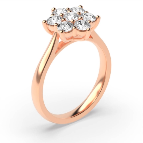6 Prong Round Rose Gold Flower Diamond Rings