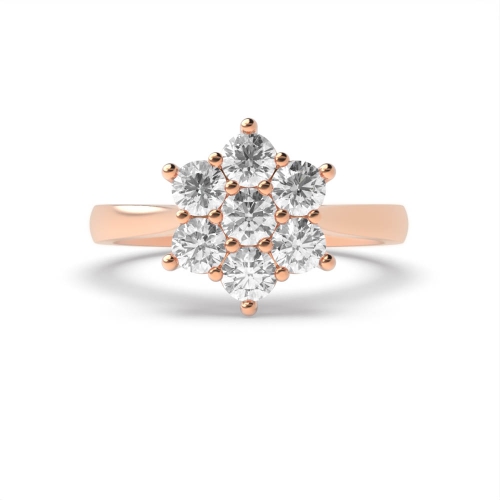 6 Prong Round Rose Gold Flower Diamond Rings