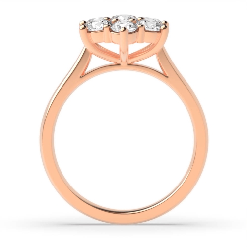 6 Prong Round Rose Gold Flower Diamond Rings