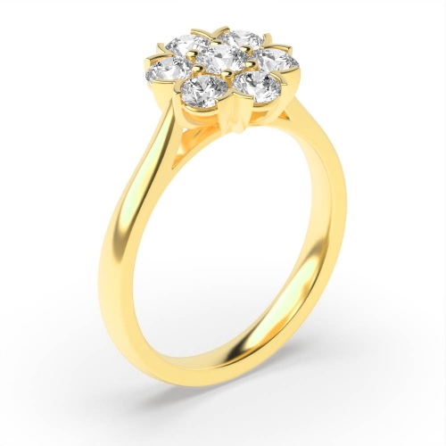 Flower Shape Round Cluster 7 Stone Diamond Ring