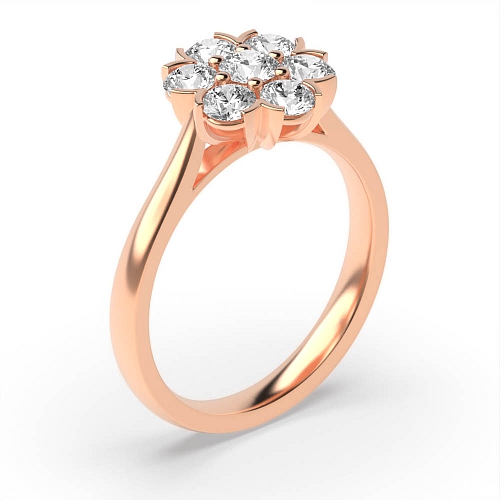 6 Prong Round Rose Gold Flower shaped Diamond Rings