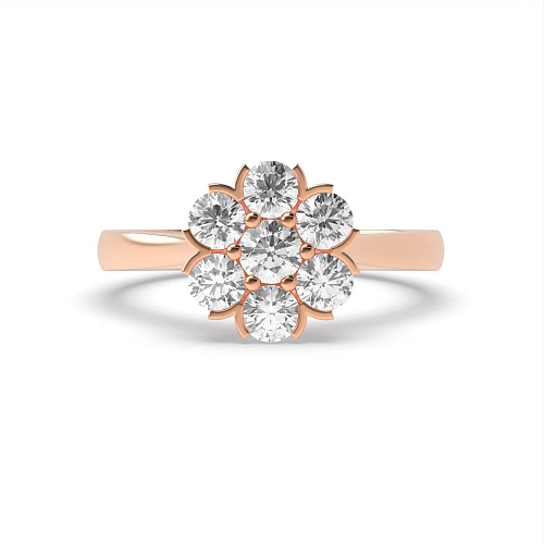 6 Prong Round Rose Gold Flower shaped Diamond Rings