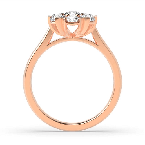 6 Prong Round Rose Gold Flower shaped Diamond Rings