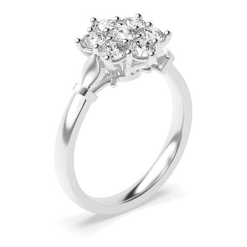 6 Prong Round Flower shaped cluster Moissanite Diamond Rings