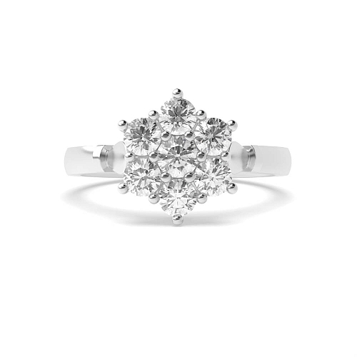 6 Prong Round Flower shaped cluster Moissanite Diamond Rings