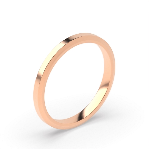 Rose Gold Bevelled edge and brushed flat court Plain Ring Wedding Rings & Bands
