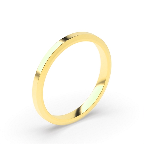Yellow Gold Bevelled edge and brushed flat court Plain Ring Wedding Rings & Bands