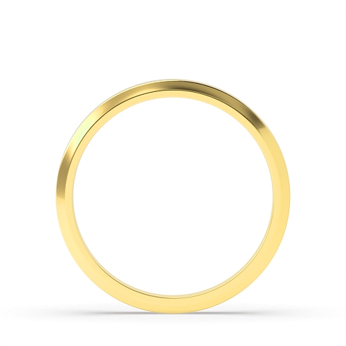Yellow Gold Bevelled edge and brushed flat court Plain Ring Wedding Rings & Bands