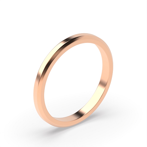 Rose Gold Bevelled edge polished flat court Plain Ring Wedding Rings & Bands