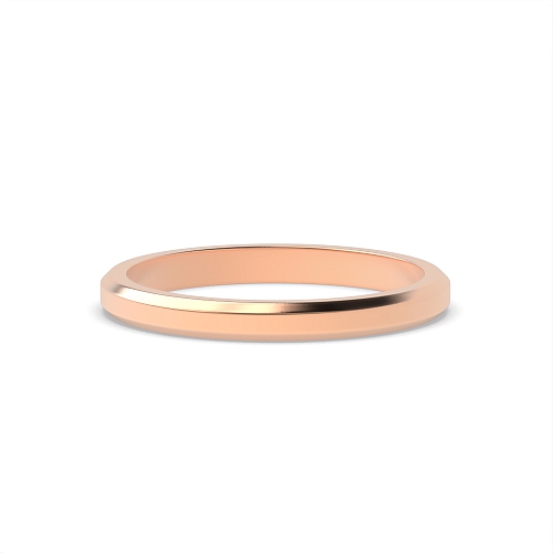 Rose Gold Bevelled edge polished flat court Plain Ring Wedding Rings & Bands