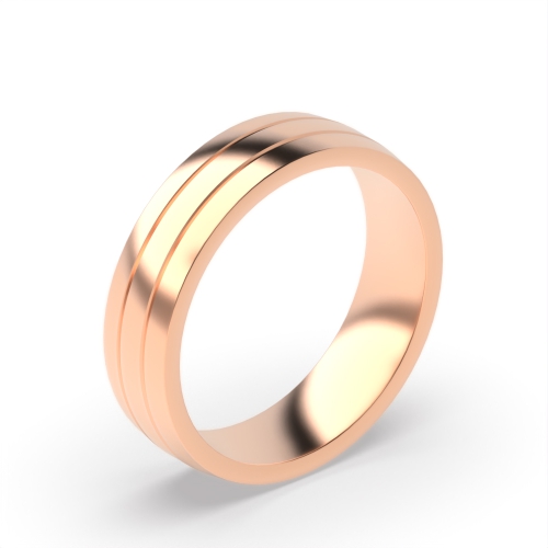 Rose Gold Groove double comfort flat profile Plain Ring Wedding Rings & Bands