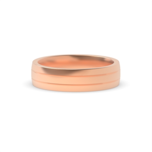 Rose Gold Groove double comfort flat profile Plain Ring Wedding Rings & Bands