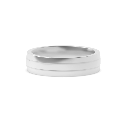 Groove double comfort flat profile Plain Ring Wedding Rings & Bands