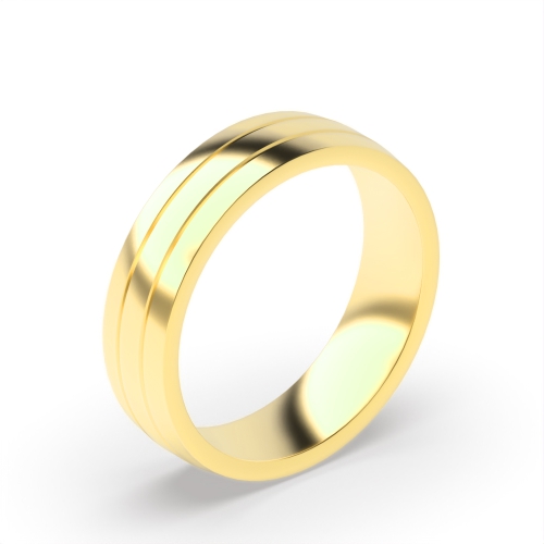 Yellow Gold Groove double comfort flat profile Plain Ring Wedding Rings & Bands