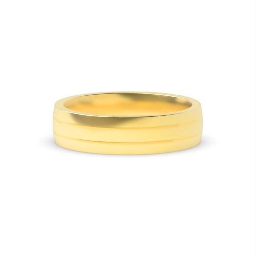 Yellow Gold Groove double comfort flat profile Plain Ring Wedding Rings & Bands
