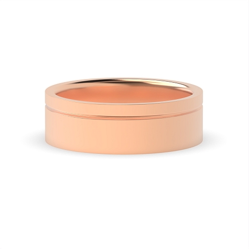 Rose Gold Machined offset groove flat court Plain Ring Wedding Rings & Bands