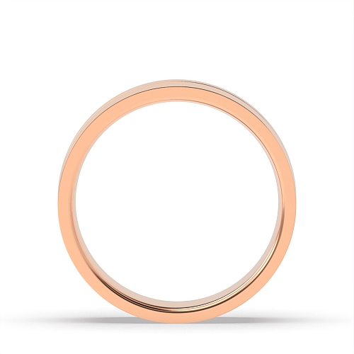 Rose Gold Machined offset groove flat court Plain Ring Wedding Rings & Bands
