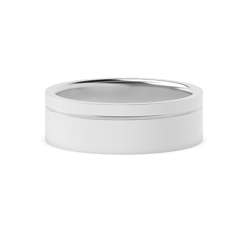 Machined offset groove flat court Plain Ring Wedding Rings & Bands