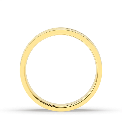 Yellow Gold Machined offset groove flat court Plain Ring Wedding Rings & Bands