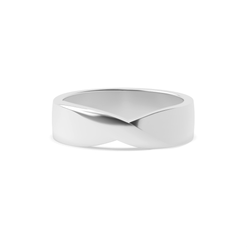 Classic Mobius Twist Shape Profile Women's Plain Wedding Band