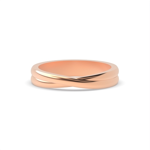 Rose Gold Crossover twist Plain Ring Wedding Rings & Bands