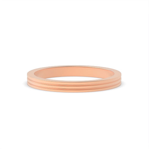 Rose Gold Bevelled edge and twin groove flat court Plain Ring Wedding Rings & Bands