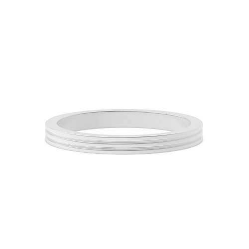 Bevelled edge and twin groove flat court Plain Ring Wedding Rings & Bands