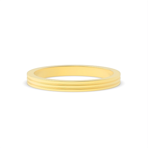 Yellow Gold Bevelled edge and twin groove flat court Plain Ring Wedding Rings & Bands