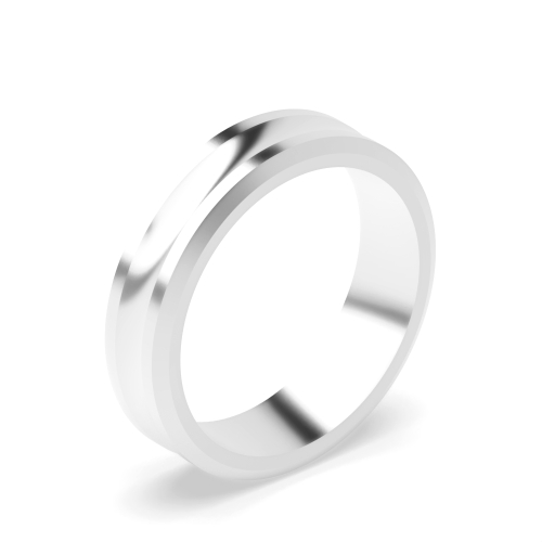 White Gold Diamond cut traditional court profile Women's Plain Wedding Rings & Bands
