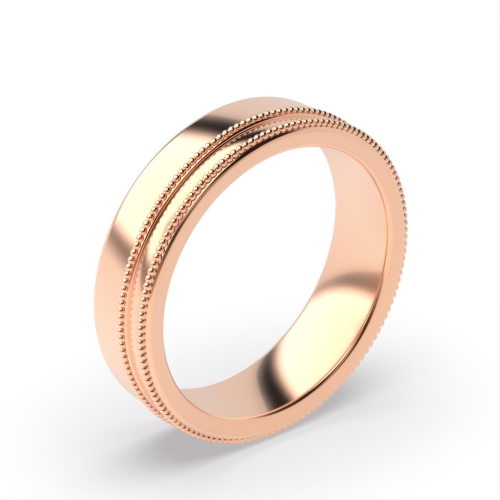 Rose Gold Ladies patterned diamond cut traditional court profile Plain Ring Wedding Rings & Bands