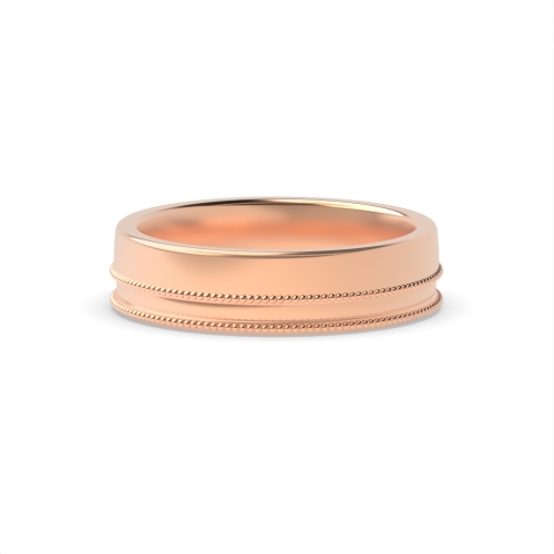 Rose Gold Ladies patterned diamond cut traditional court profile Plain Ring Wedding Rings & Bands