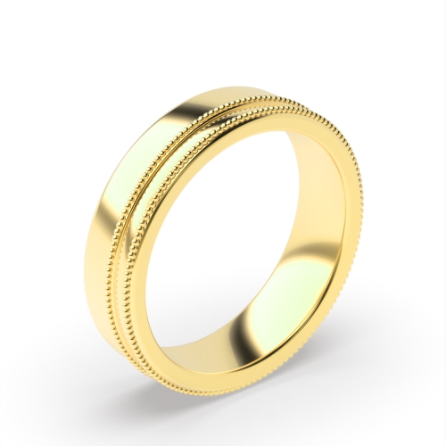 Yellow Gold Ladies patterned diamond cut traditional court profile Plain Ring Wedding Rings & Bands