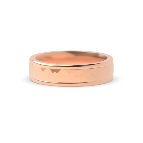 Rose Gold Textured Plain Ring Wedding Rings & Bands
