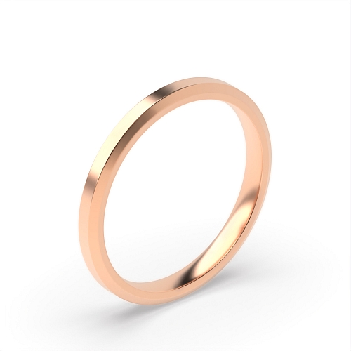 Rose Gold Diamond cut flat court profile Plain Ring Wedding Rings & Bands