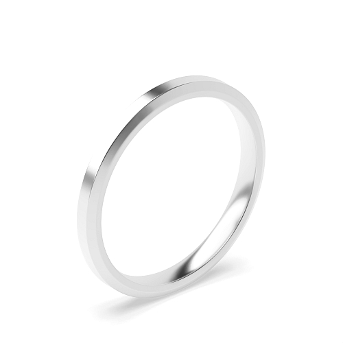 White Gold Diamond cut flat court profile Plain Ring Wedding Rings & Bands