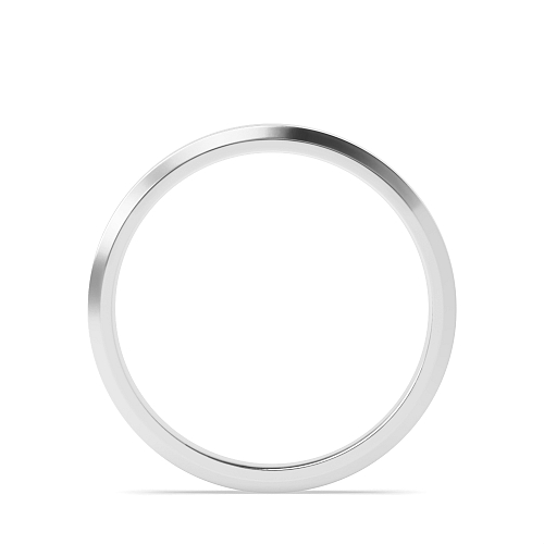 White Gold Diamond cut flat court profile Plain Ring Wedding Rings & Bands