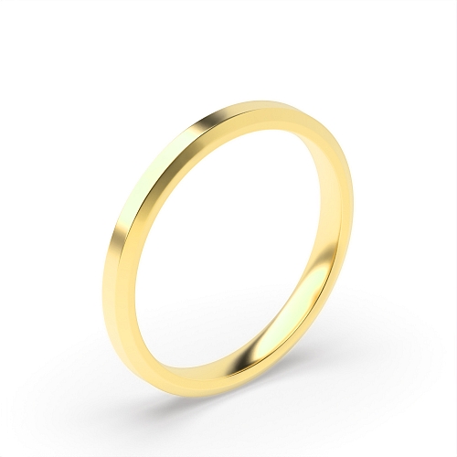 Yellow Gold Diamond cut flat court profile Plain Ring Wedding Rings & Bands