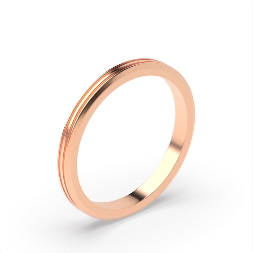 Rose Gold Fancy bevelled edge flat court Plain Ring Wedding Rings & Bands