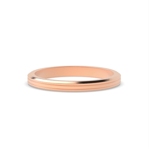 Rose Gold Fancy bevelled edge flat court Plain Ring Wedding Rings & Bands